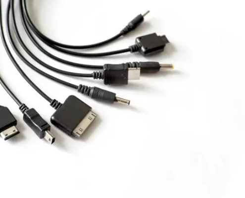 Different types of cell phone charging plugs
